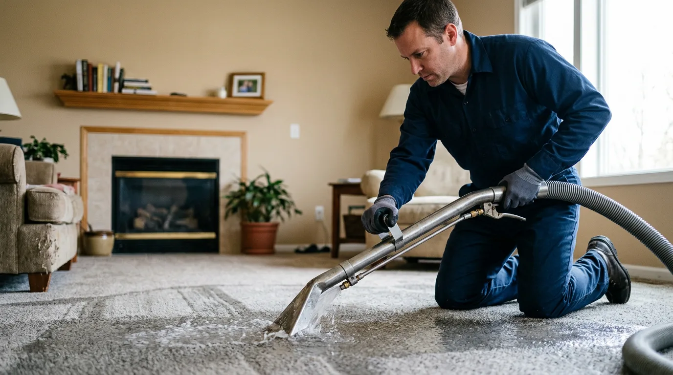 Water damage restoration technician working near Decatur, AR